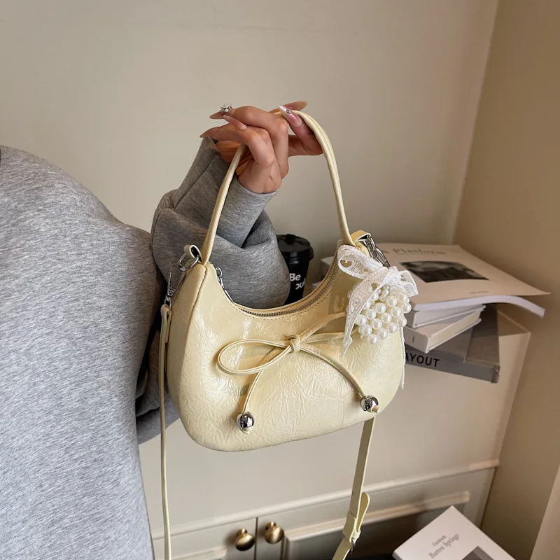 Elegant Bow Shoulder Bag 2025 New for Women, Luxury Soft Leather Crossbody Purse, Fashionable Hobo Bag for All Occasions