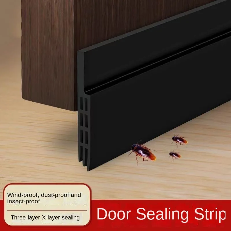 1m Porous Windproof Sealing Strip Adjustable Soundproof Anti-Cold Gap Door Bottom Weather Strip Flexible Self Adhesive Strip
