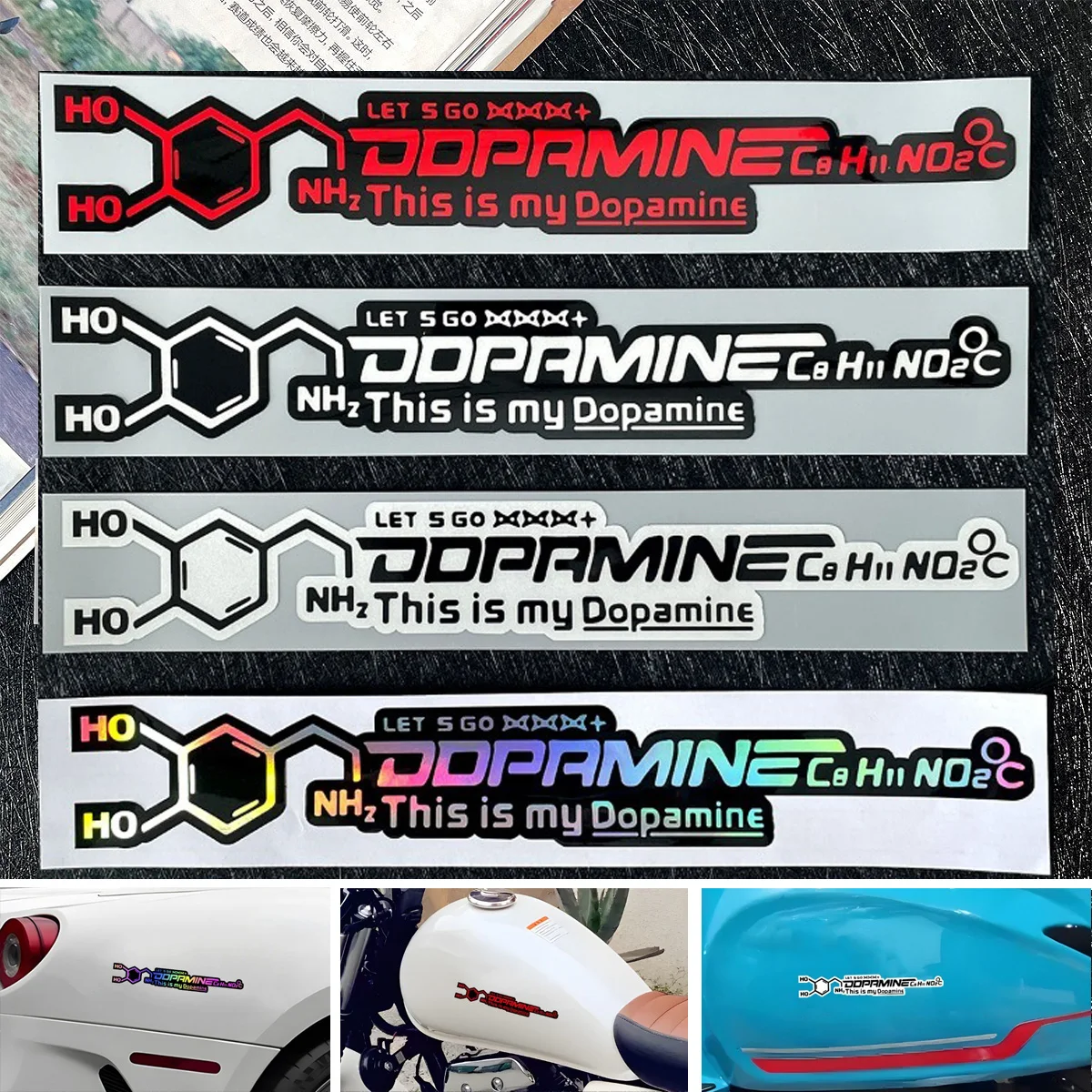 

Наклейки на мотоцикл, допаминовые наклейки для химического уравнения, водонепроницаемые наклейки на крыло скутера, светоотражающий декор, наклейка, аксессуары для мотоциклов