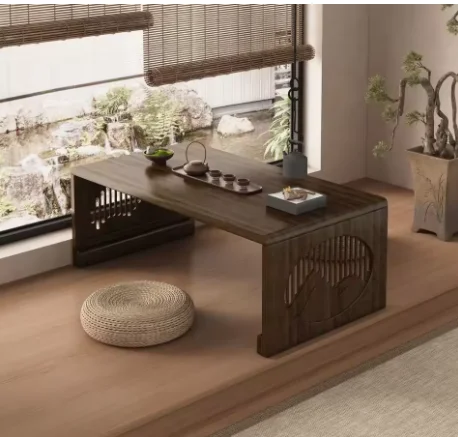 새로운 중국식 베이 윈도우 라이트 럭셔리 소형 칸타미 차 테이블 윈도우 실 커피 테이블 낮은 접이식