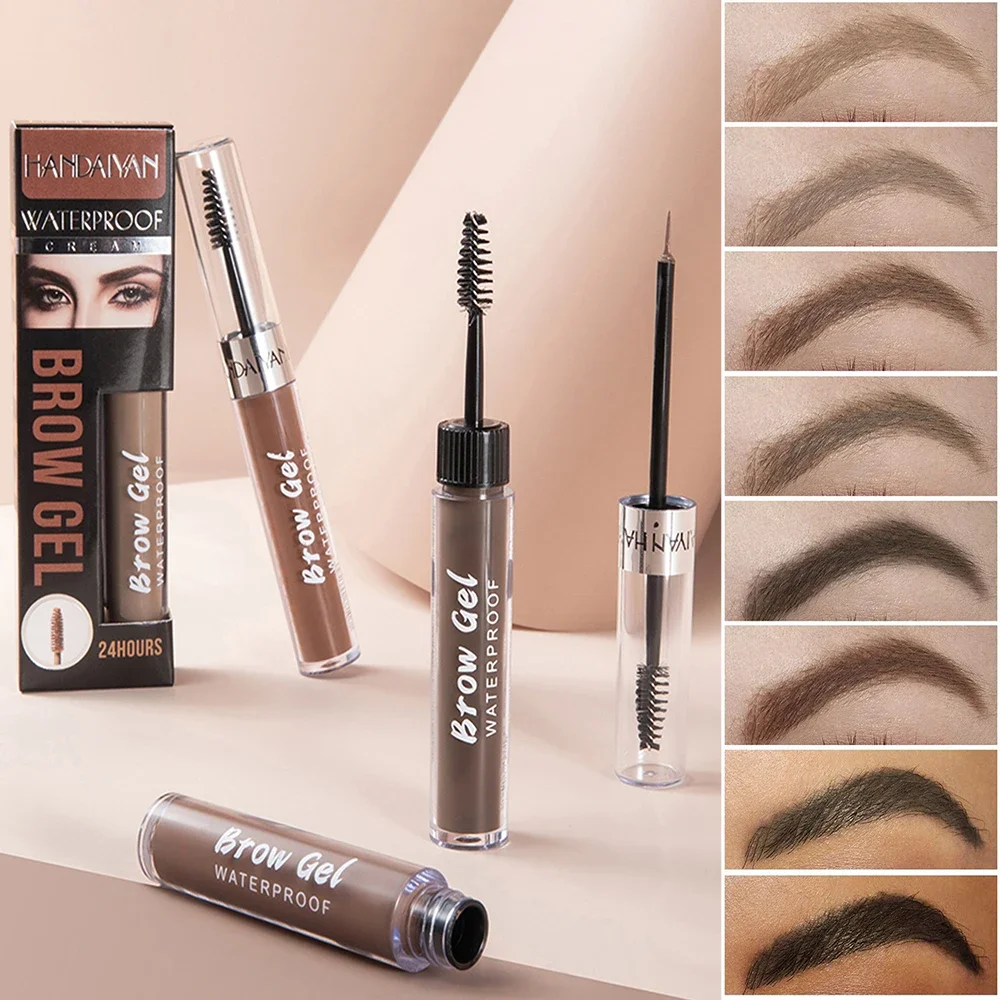 Hot Eyebrow Cream Enhancers Waterproof Eye Brow Tattoo Gel Makeup Brown Black Tinted Liquid Eyebrows Tint With Ultra Fiber Brush