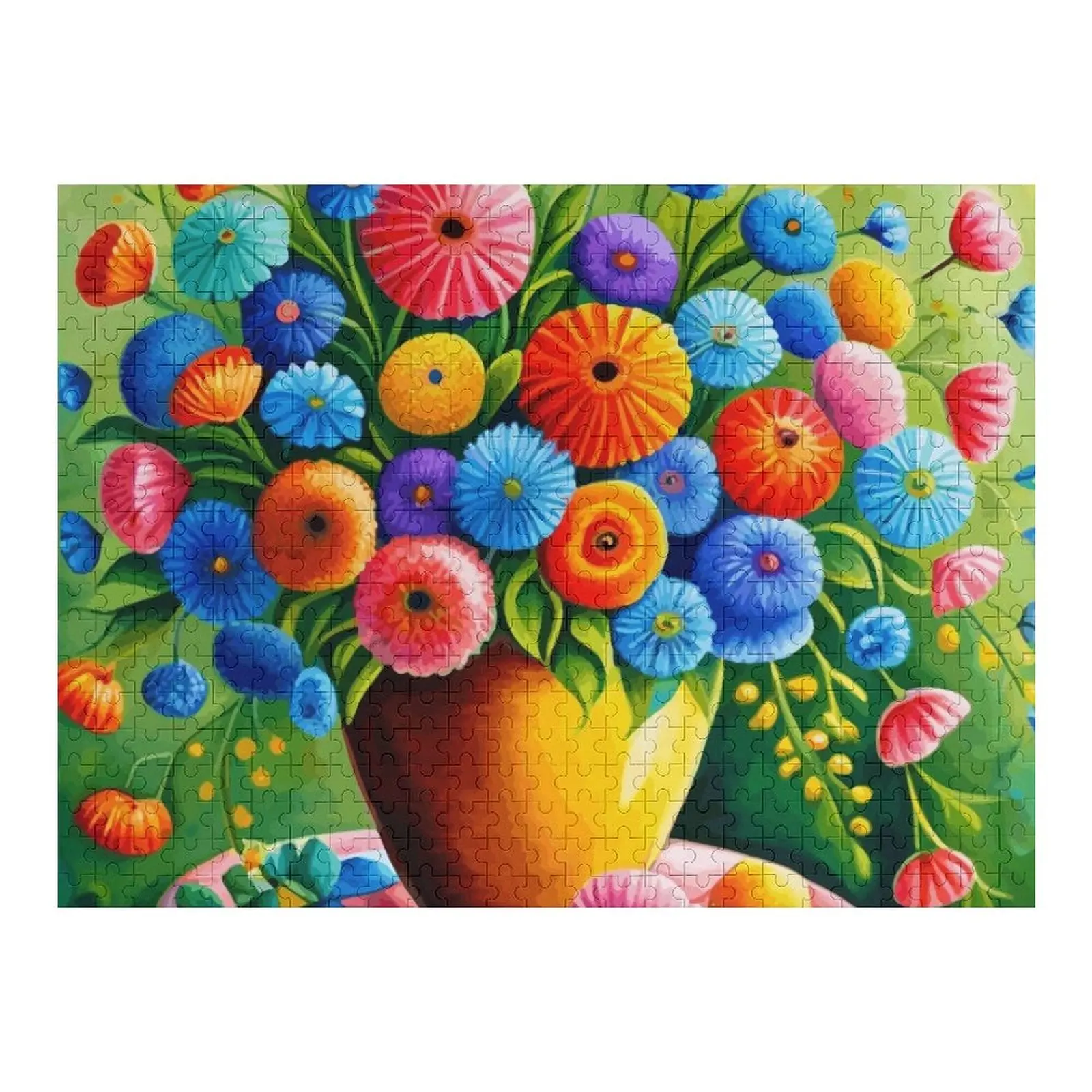 

Vibrant Flowers in a Yellow Vase Still Life Painting Jigsaw Puzzle Toddler Toys Children Custom Kids Toy Puzzle