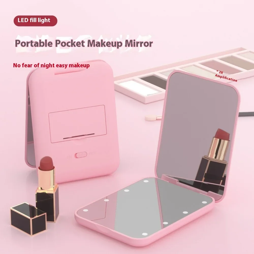 

High Quality Folding Portable Pocket Mirror Private Label Travel Led Light Compact Makeup Mirror