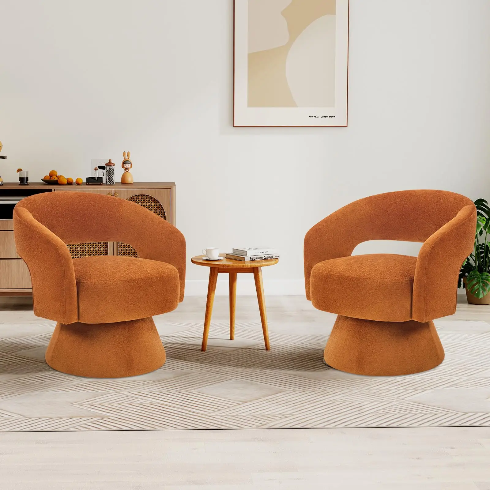 Swivel Barrel Chair, Velvet Accent Armchair 360 Degree Swivel Club Chair for Living Room Bedroom Reception Room, 1 - view 6