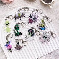 Alien UFO Acrylic Keychain - Glow in Dark Space Charm, Sci-Fi Gift for ET Lovers, Cool Flying Saucer Collectible Accessories