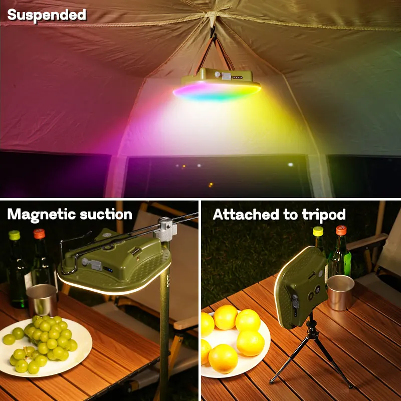 MOSLIGHTING Solar Rechargeable Camping Strong Light with Magnet Zoom Portable Mobile Phone APP Smart Bluetooth Colorful Lighting