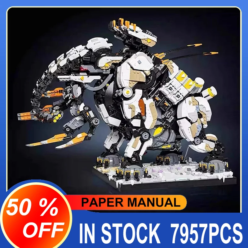 MOC Horizon Dawn Thunders Zero Giant Long Necked Mecha Beast Tooth Building Blocks Set Mechanical Giraffe Monster Bricks Toy