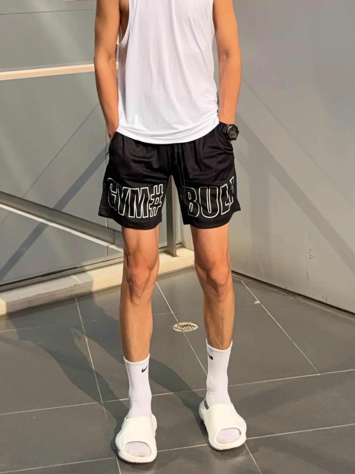 

Uncleblue Qui Dry Fitn orts для мужчин Ice Silk Me Дышащая молния Large ket Spor Повседневные прямые орты для ног