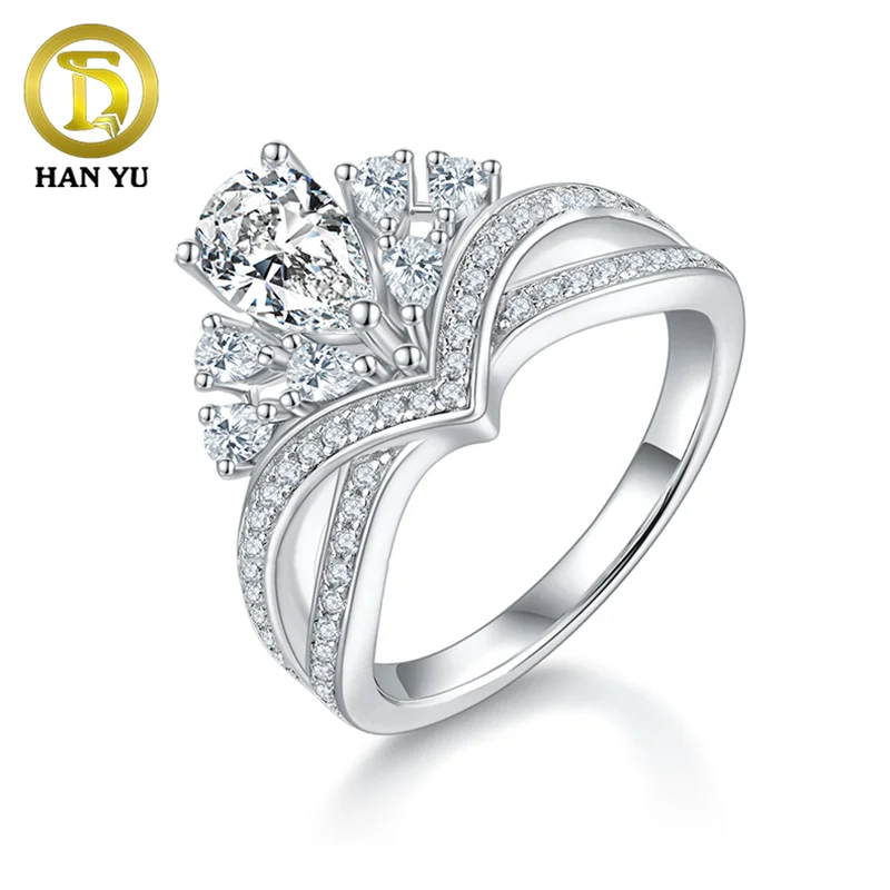 

Роскошное женское кольцо HanYu в форме короны из серебра бриллианта с муассанитом