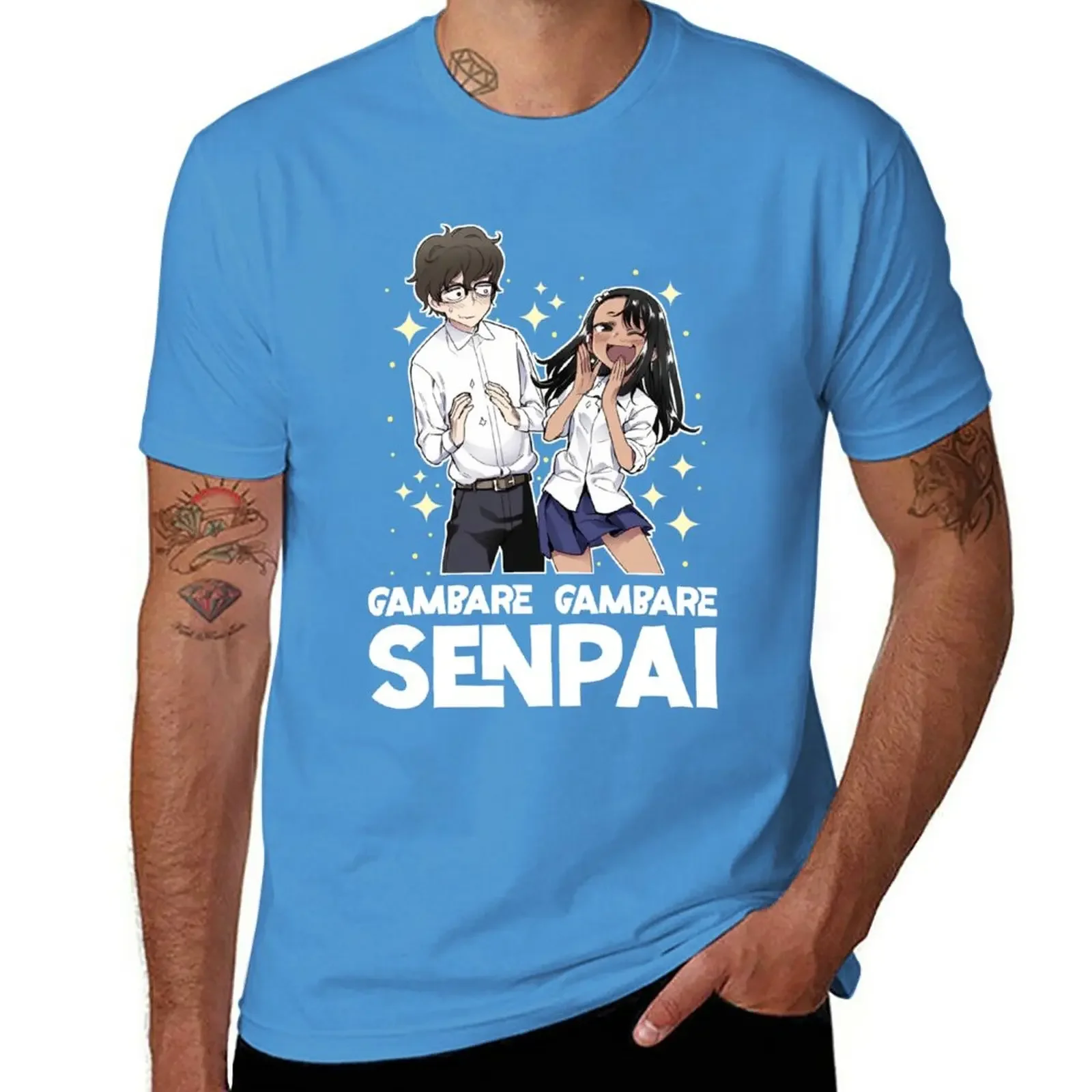 2024 aesthetic men t shirt New Nagatoro - Gambare Gambare Senpai T-Shirt short sleeves pure cotton tops casual streetwear