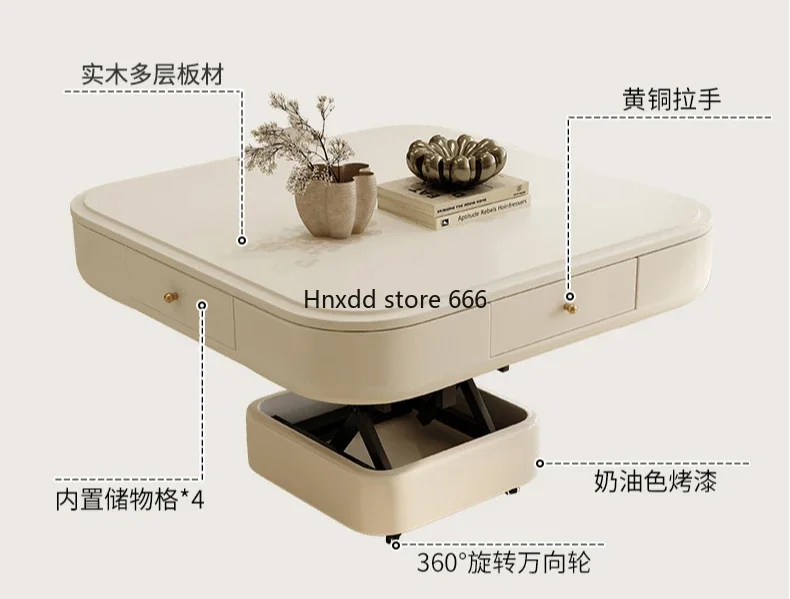 Electric lift mahjong dining table tea table dual-purpose