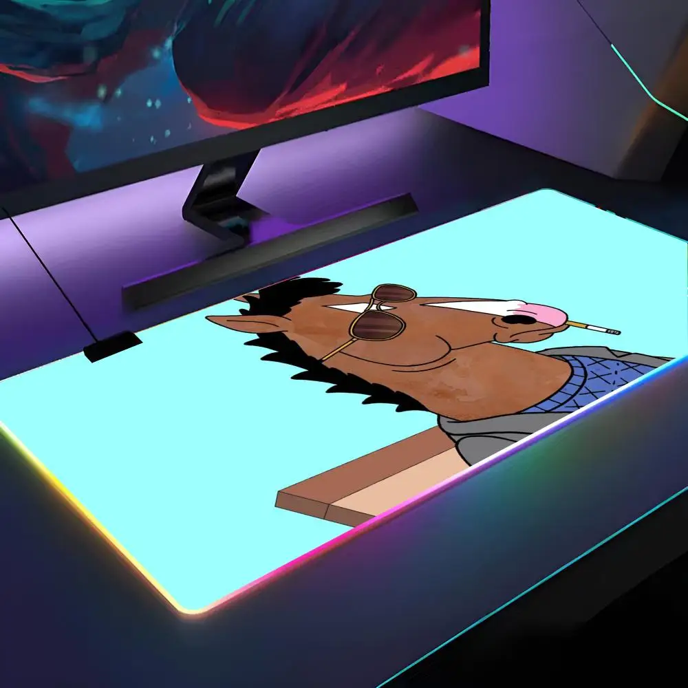 

B-BoJack Cartoon Horseman Mouse Pad RGB Backlit Mouse Pad Laptop Mouse Pad Laptop Gamer Computer Desk Gaming Accessories