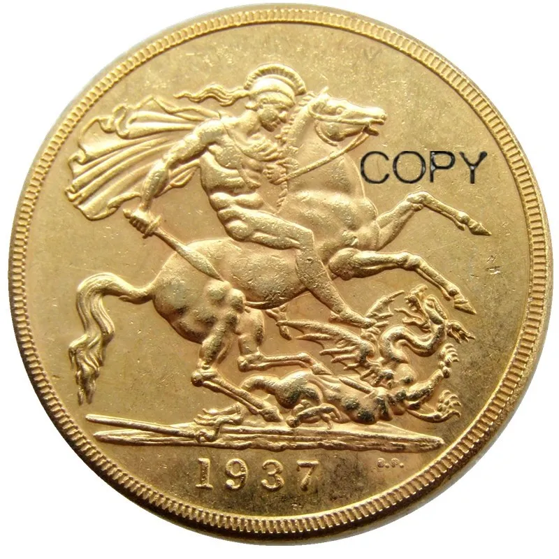 RARE 1937 GREAT BRITAIN KING GEORGE VI PROOF GOLD 2 pounds Gold Plated Copy COIN