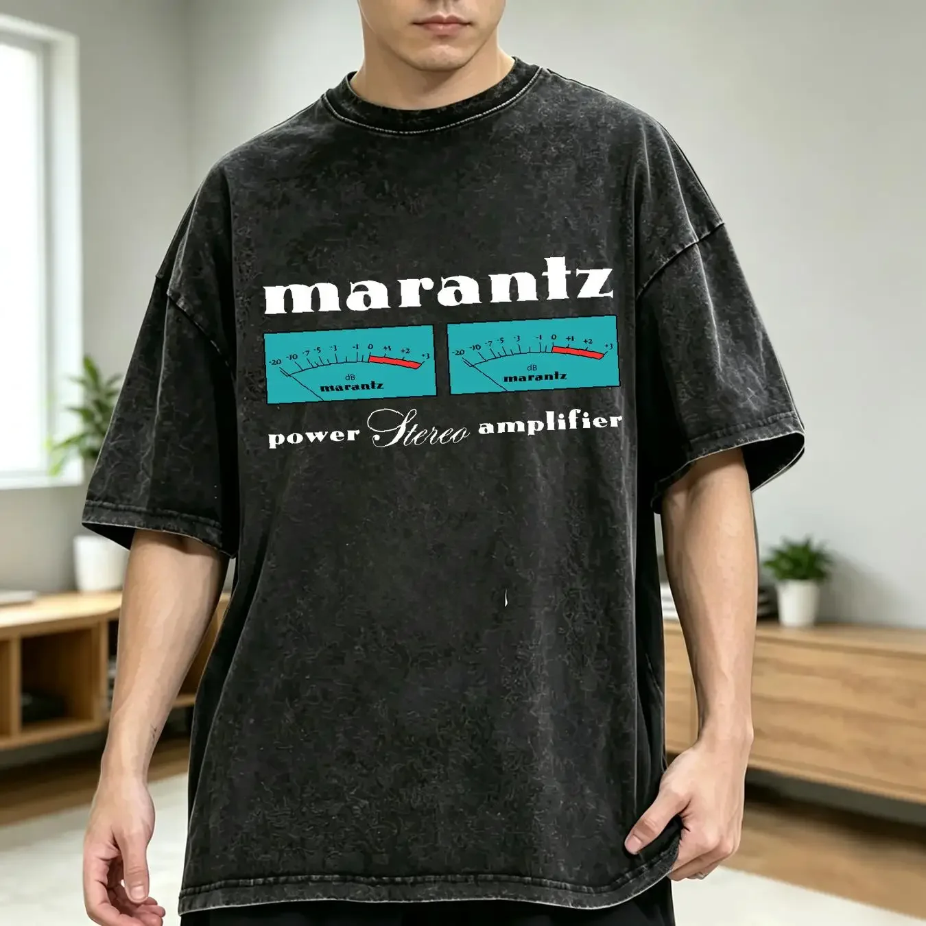washed T Shirt NWT Marantz Power Stereo Amplifier Audio Speaker Black Mens size S 5XL long or short sleeves vintage Washed