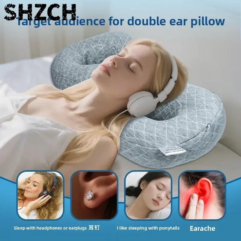 Ear protection and anti pressure ear pillow, no pressure on the ears, side sleeping hollow neck protection, 8-shaped pillow core