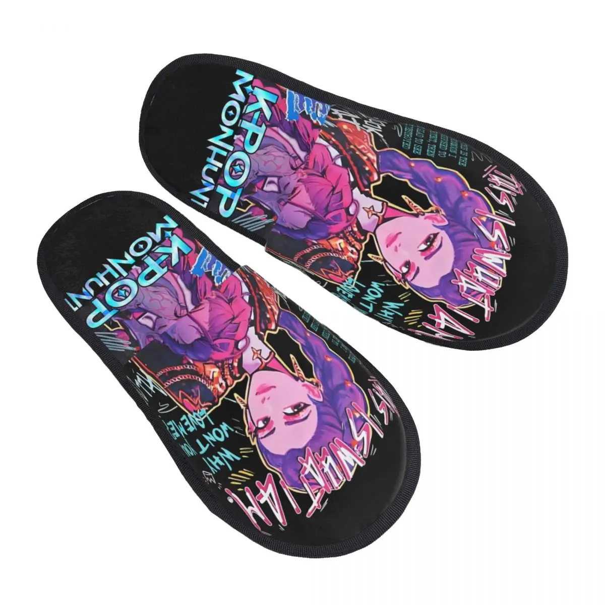 مخصص Kpop شيطان هنتر هانتريكس الفتيات لينة رغوة الذاكرة شبشب منزل المرأة دافئ دافئ المضادة للانزلاق النعال