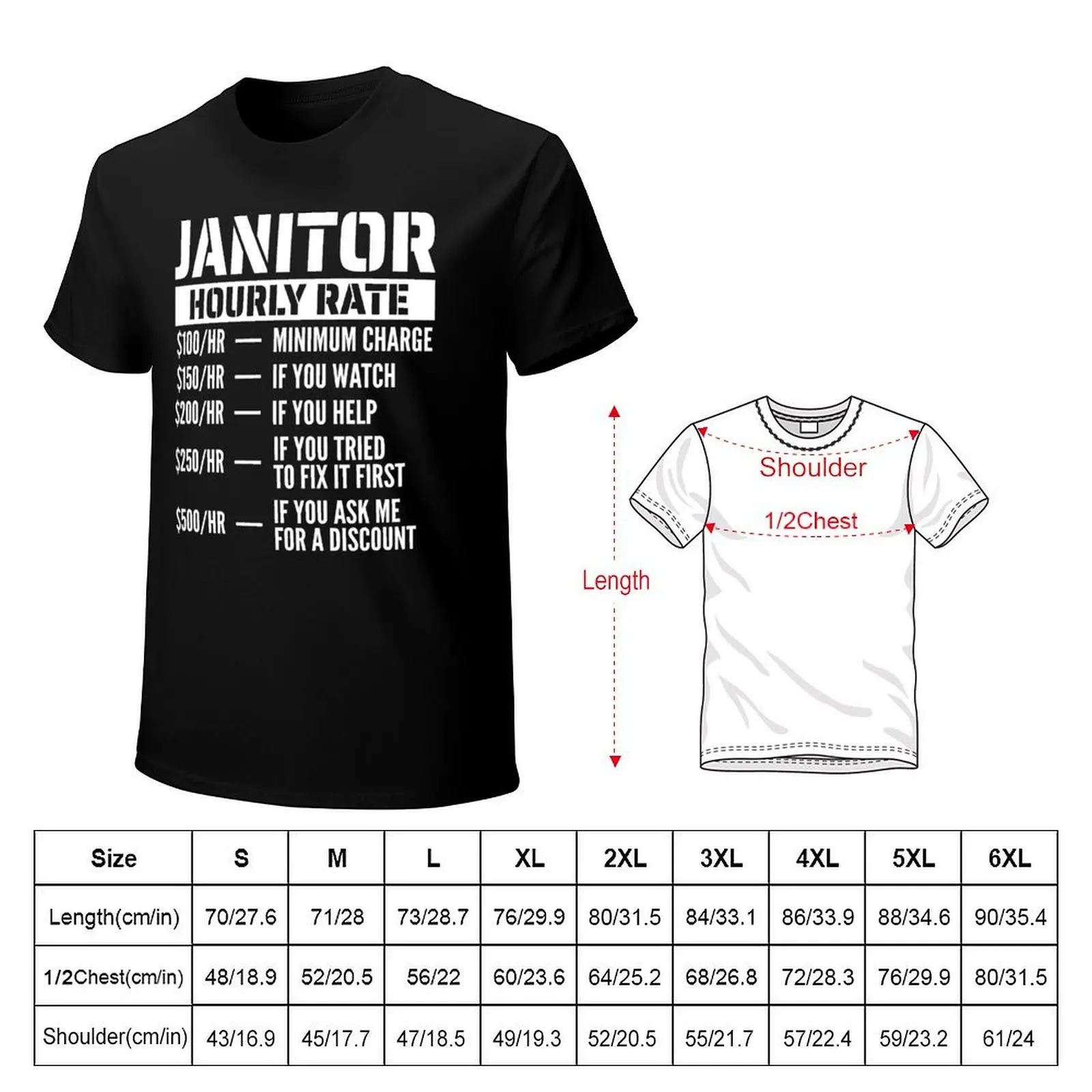 Conciërge Uurtarief T-Shirt Customizeds Blouse Zwarten Tops T-Shirts Voor Heren Katoen