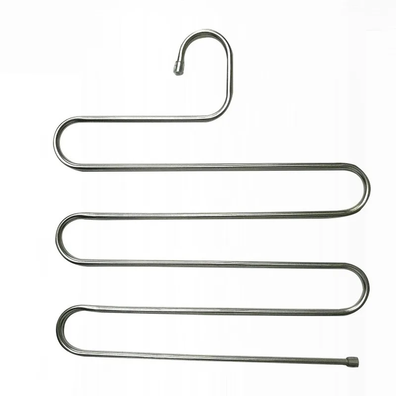 Stainless Steel Clothes Hangers, S Shape Pants Rack, Storage Rack, Multilayer Cloth Hanger, 5 Layers