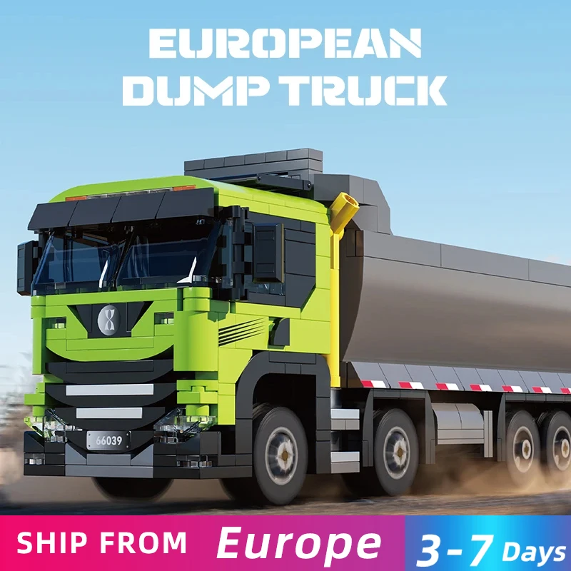 Blocs de construction de camion à benne lourde européenne, 614 pièces, modèle de véhicule de Transport urbain, briques, ornements de bureau, jouets pour enfants, cadeaux de vacances