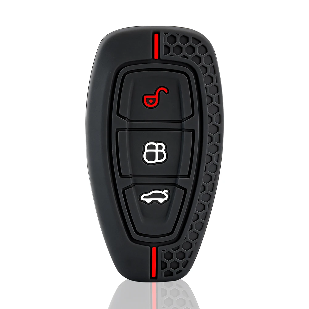 Car Key Pack for Ford ST Line Fiesta Focus Mondeo Ecosport Kuga Edge Escape Metallic Silicone Car Key Fob Case Accessories