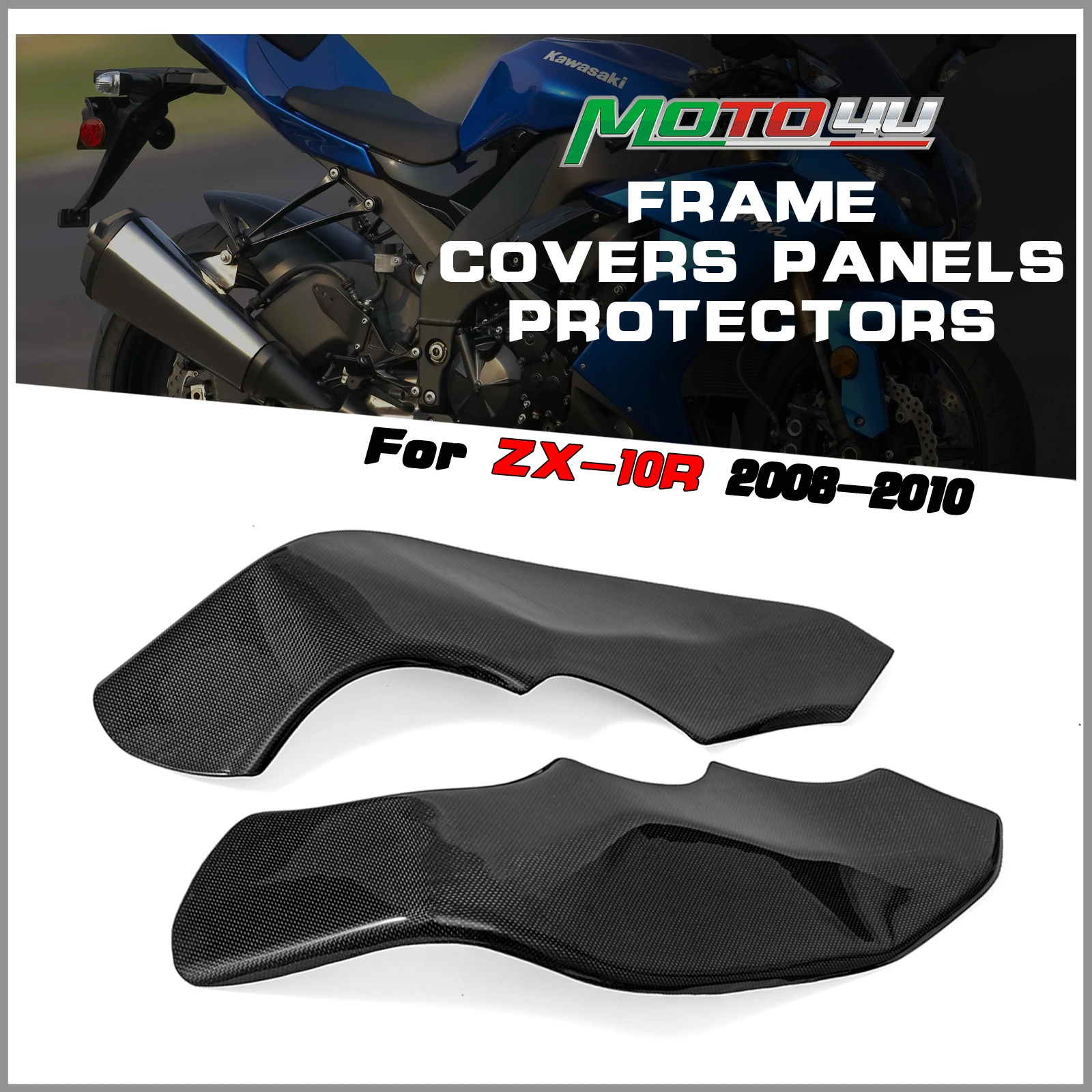 

For KAWASAKI ZX-10R ZX10R 2008 2009 2010 Carbon Fiber Motorcycle Frame Covers Panels Protectors Guards 1 Pair