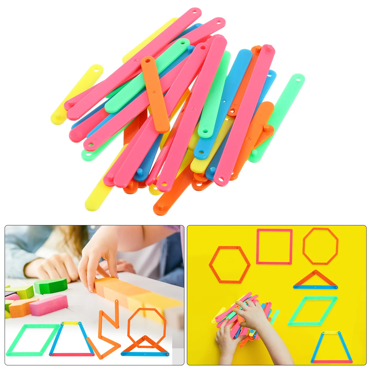 50 Pcs Splicing Strip Educational Children Math Toys Geometry Shape Chips Math Manipulatives Learning Triangle Teaching Plastic