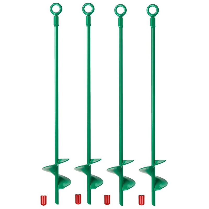 

4 Piece Helix Earth Ground Anchor Heavy Duty Shed Anchor Hook For Camping Tent,Canopies,Swing Sets