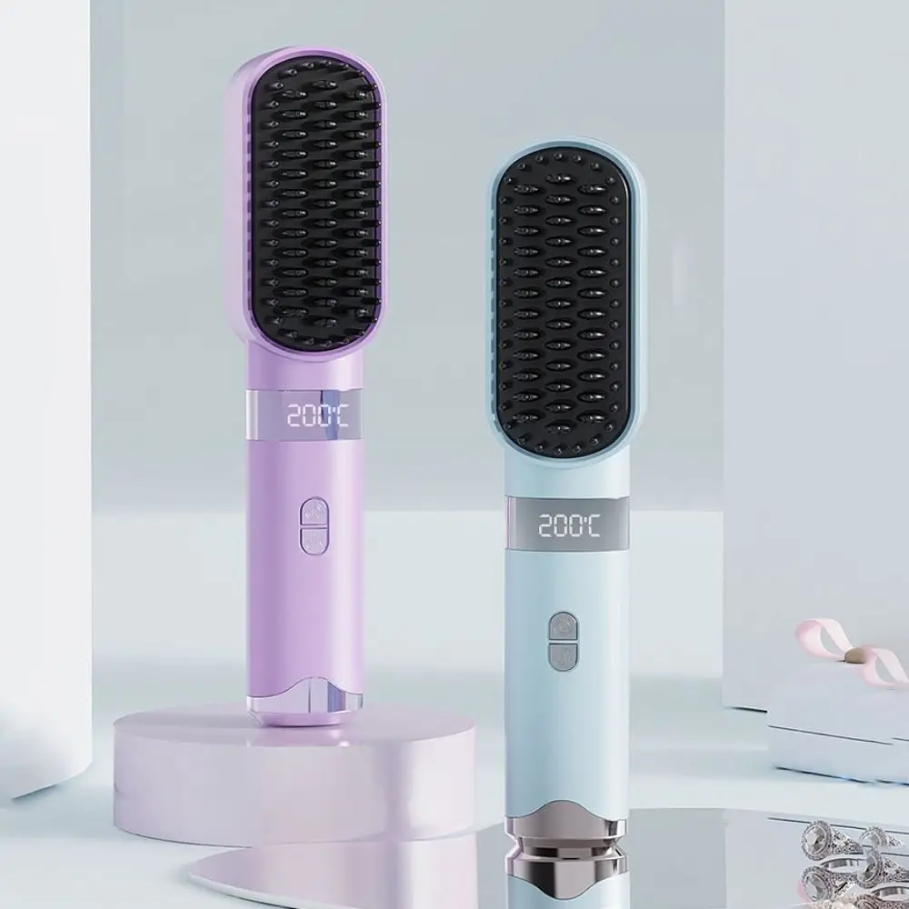 

Новый беспроводной выпрямитель для волос 140-200C ° Расческа для прямых волос Type-C с ЖК-дисплеем, 3-температурная расческа для выпрямления волос