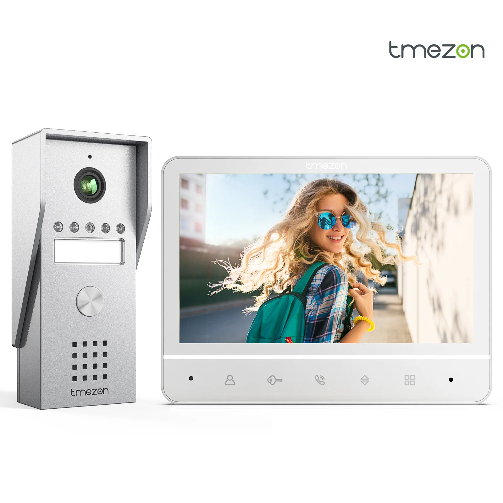 Image of Tmezon Video Tür sprechanlage 4-Draht, Gegensprechanlage mit Türklingel, Tür sprechanlage mit Kamera, 7 "Farbdisplay, 120 ° Weitwinkel kamera