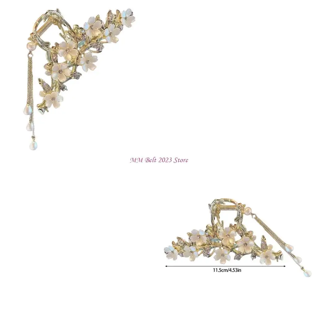 

49ME Заколка для волос с кисточками и жемчугом с цветочным дизайном, инструмент для укладки волос нежной фиксации