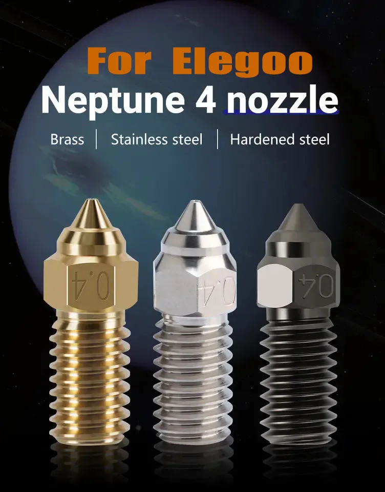 Für ELEGOO Neptune 4 Düsen aus Messing und Edelstahl, gehärtete Hochgeschwindigkeitsdüsen für Elegoo Neptune 4 Pro, Düsen 0,2 0,4 0,6 0,8 mm – Detail 1
