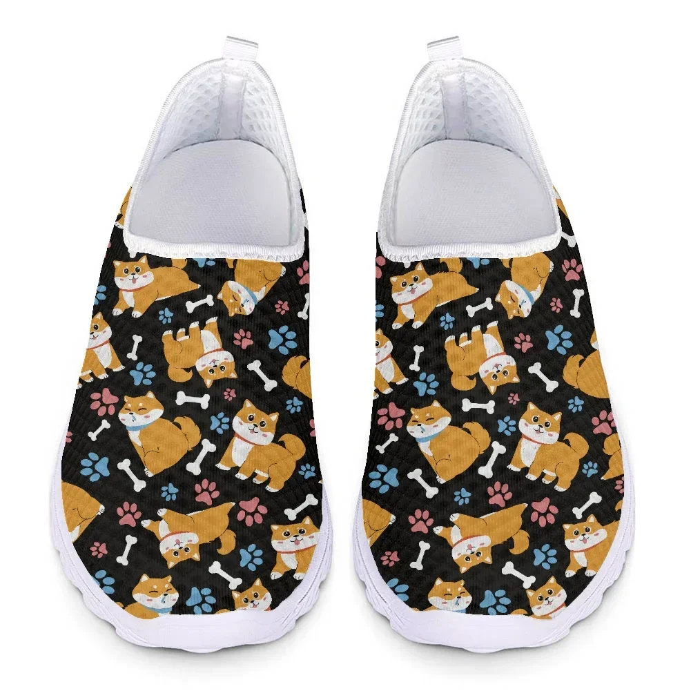 Women Mesh Slip On Shoes Breathable Sport Sneaker For Cute Cartoon Animal Print Girl Walking Shoes