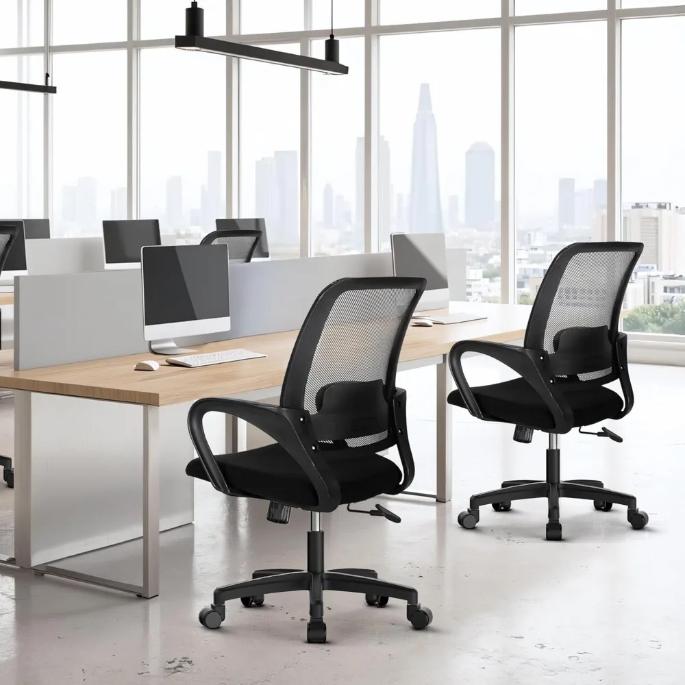 Ergonomic Mesh Computer Chair with Adjustable Height and Lumbar Support for Comfortable Swivel Seating