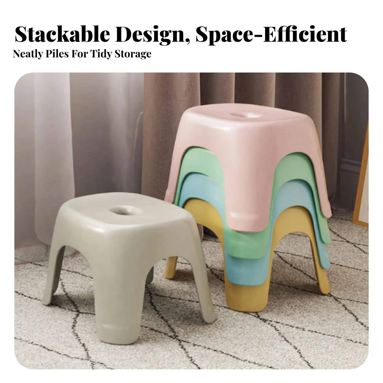 

Портативный низкий табурет. Прочная и долговечная мебель для дома, адаптируемая к условиям эксплуатации, подходит для людей с ограниченными возможностями.