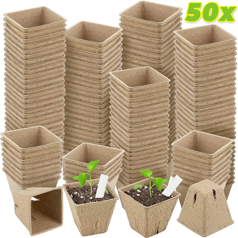 Biodegradable Garden Nursery Pots Pulp Seed Starter Pots Flower Propagation Container with Drainage Holes Home Gardening Tools
