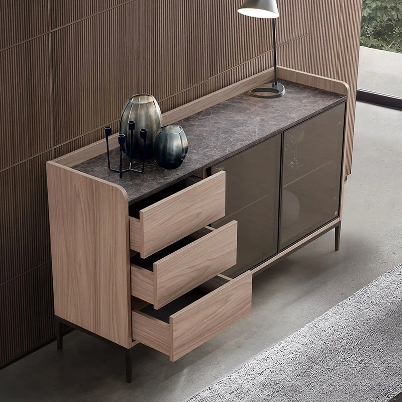 

Simple Modern Side Cabinet Nordic Glass Door Light Wine Light Luxury Restaurant Storage Kitchen Dish