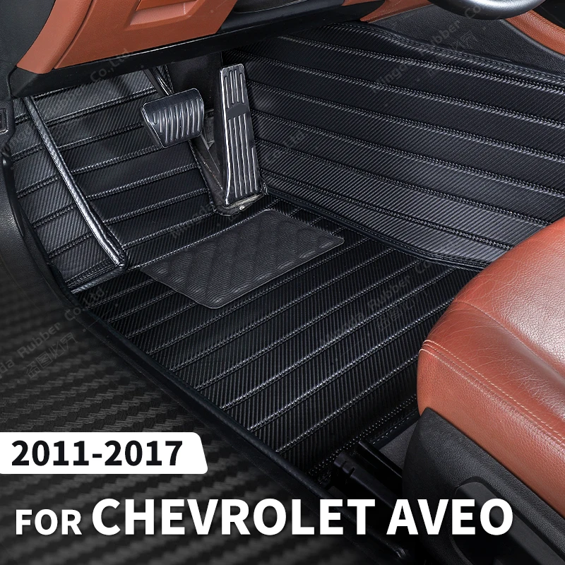 

Custom Carbon Fibre style Floor Mats For Chevrolet Aveo 2011-2017 12 13 14 15 16 Foot Carpet Cover Auto Interior Accessories