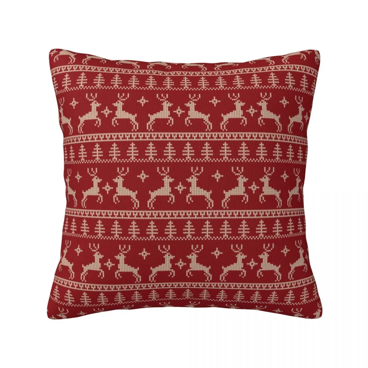 Christmas Nordic Animal Pillow Case Fair Isle Red Deer Polyester Hugging Pillowcase Zipper Spring Decorative Cover