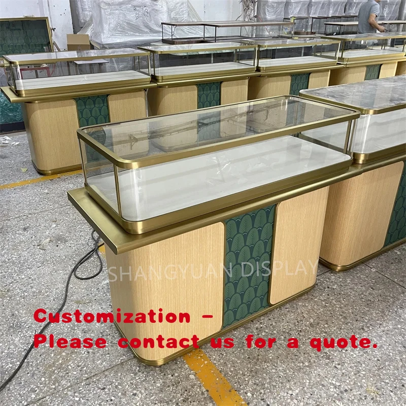 

custom.Shenzhen Source Factory GlassJewelry Showcase Wooden Counter With Electronic Lock Showcase Cabinet Jewellery Stor