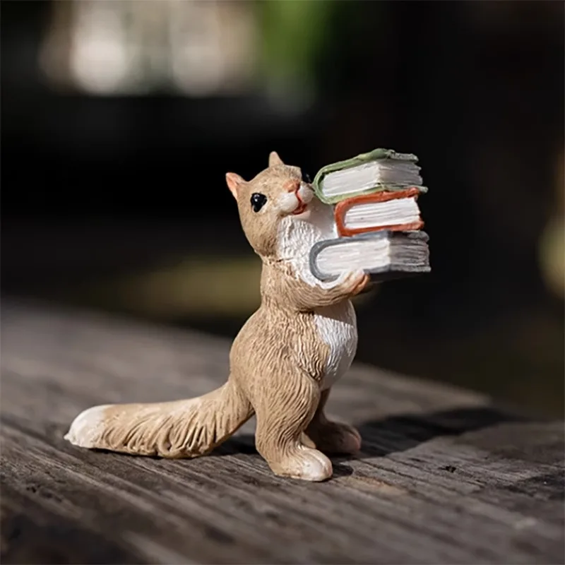 Lovely Squirrel Animal Figurine  Miniatures Fairy Garden Ornaments Home Decoration Friends Gift Bonsai Dollhouse Decor