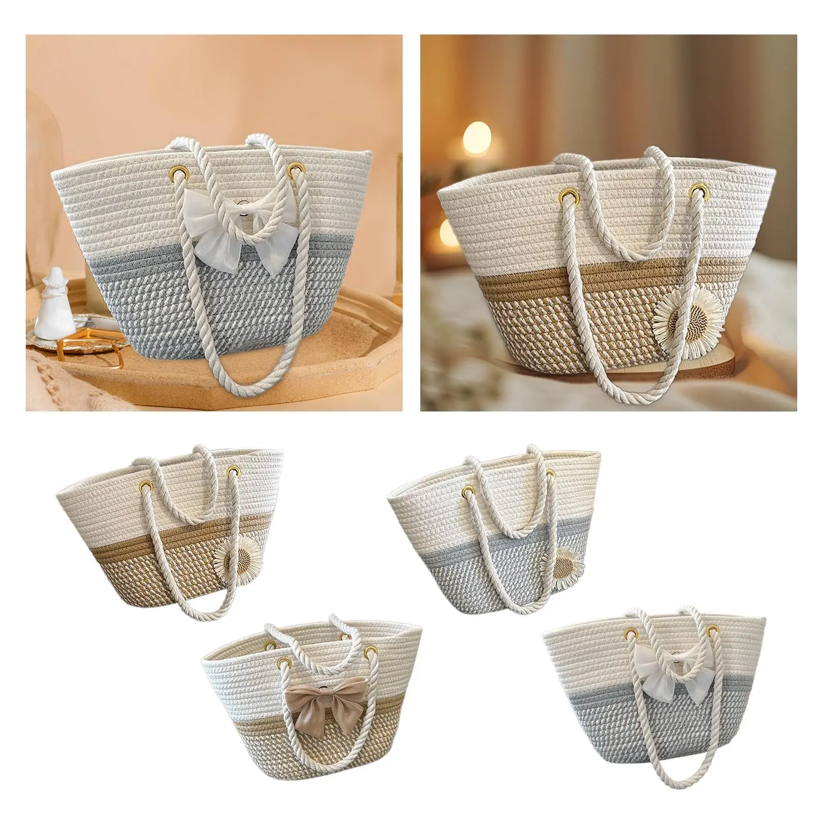 Woven Tote Bag Summer Storage Bag Shopping Bag Street Boho Fashionable Purse