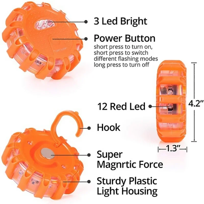 1/2/3/4/6/8/10/12Pcs LED Warnung Licht Eingebaute Batterie 9 Modus Sicherheit Flare Dash Notfall Blinkende Lampe Tragbare Strobe Licht