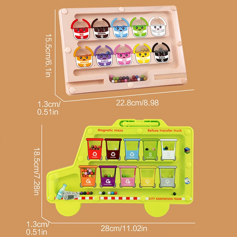 Labyrinthe magnétique Montessori, jeu de tri des couleurs, jouets pour enfants, stylo d'entraînement à la motricité Fine, contrôle des perles mobiles, jeu sensoriel, jouets éducatifs