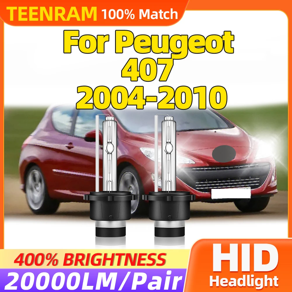 

12V HID Xenon Headlight Bulbs 20000LM Super Bright Xenon Lamps 6000K White For Peugeot 407 2004 2005 2006 2007 2008 2009 2010