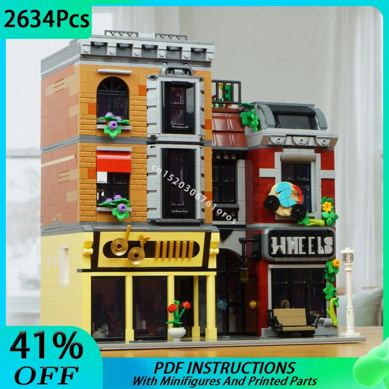 MOC City Music Shop Modular Street view Building Blocks DIY Architecture Bricks 10312-B Children Toy Birthday Christmas Gift