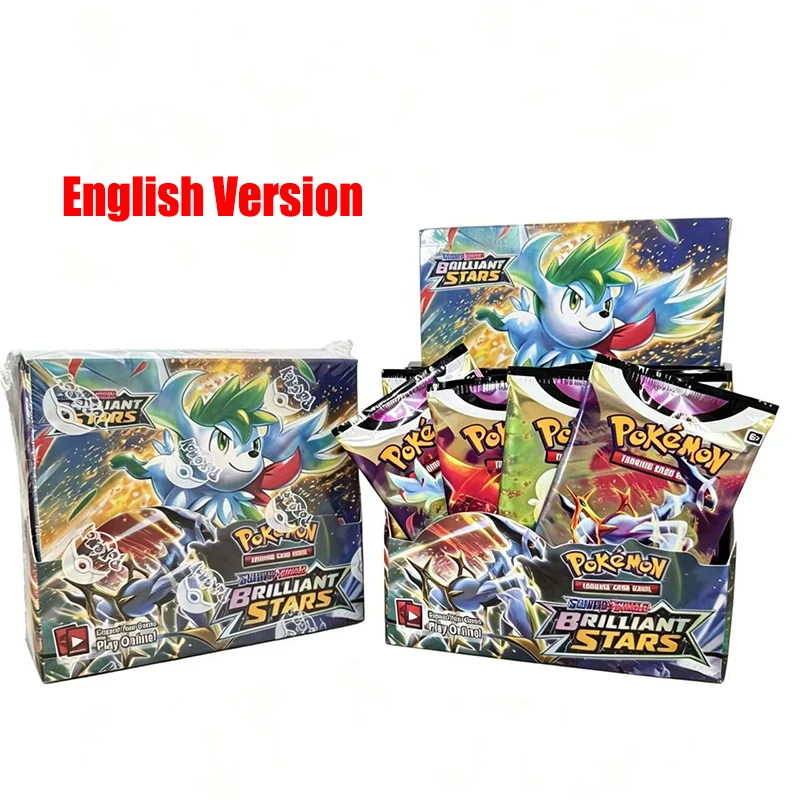 360 Stück Pokemon TCG Sword & Shield Brilliant Stars Englisches Sammelkartenspiel, Sammlerstück, Geschenk für Kinder