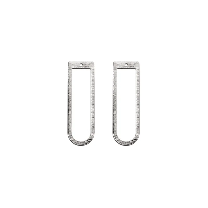 

10pcs Silver Plated Brass Textured D-shape Frame Charms Horseshoe Shape Geometric Pendant For DIY Drop Earrings Jewelry Making