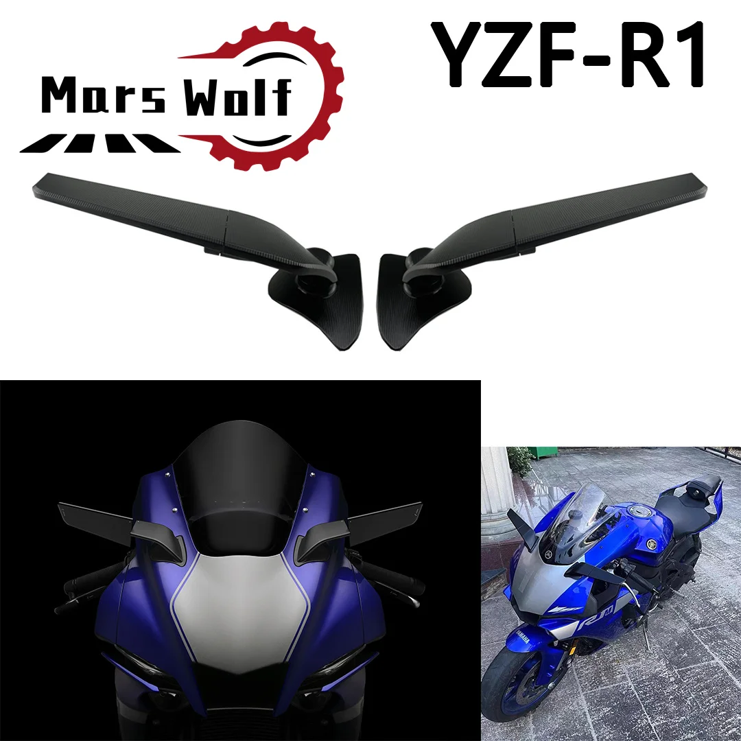 

For YAMAHA YZF-R1 YZFR1 YZF R1 R1M 2020 2021 2022 Rearview Mirrors Wind Wing Adjustable Rotating Side Mirror Winglet 2020-2022