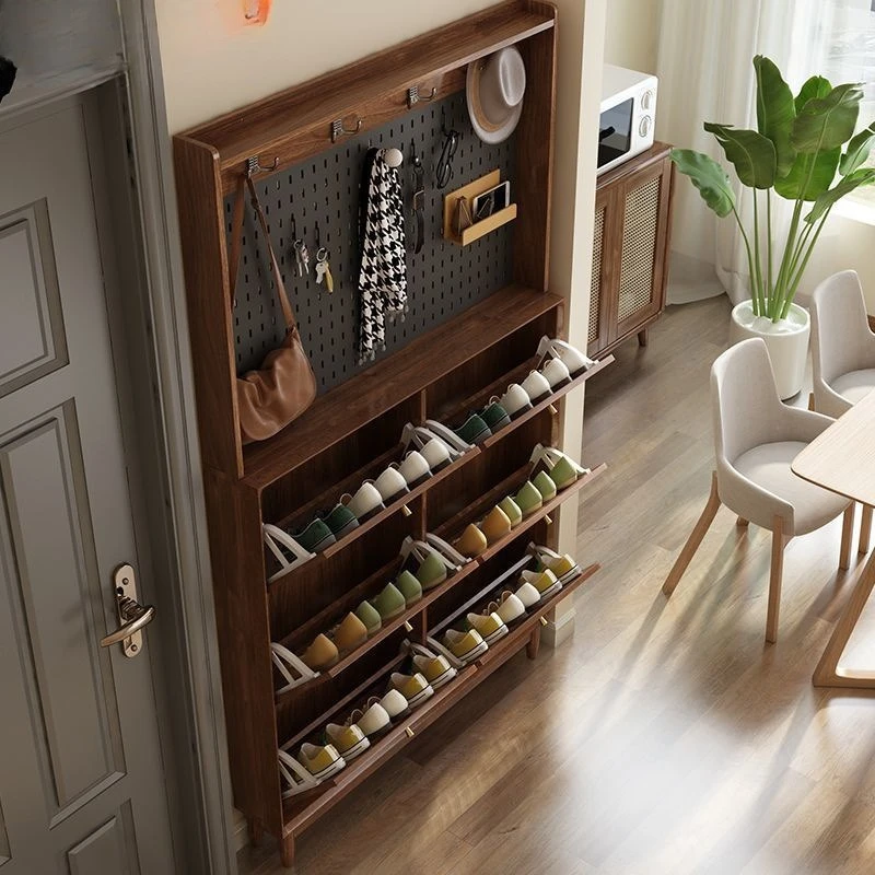 Shoe cabinet with hanger integrated household door porch partition cabinet hole board coat rack