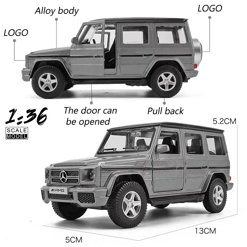G63 Modello di auto in lega pressofuso in scala 1:36 Giocattoli per auto per ragazzi Regalo di compleanno Collezione di auto